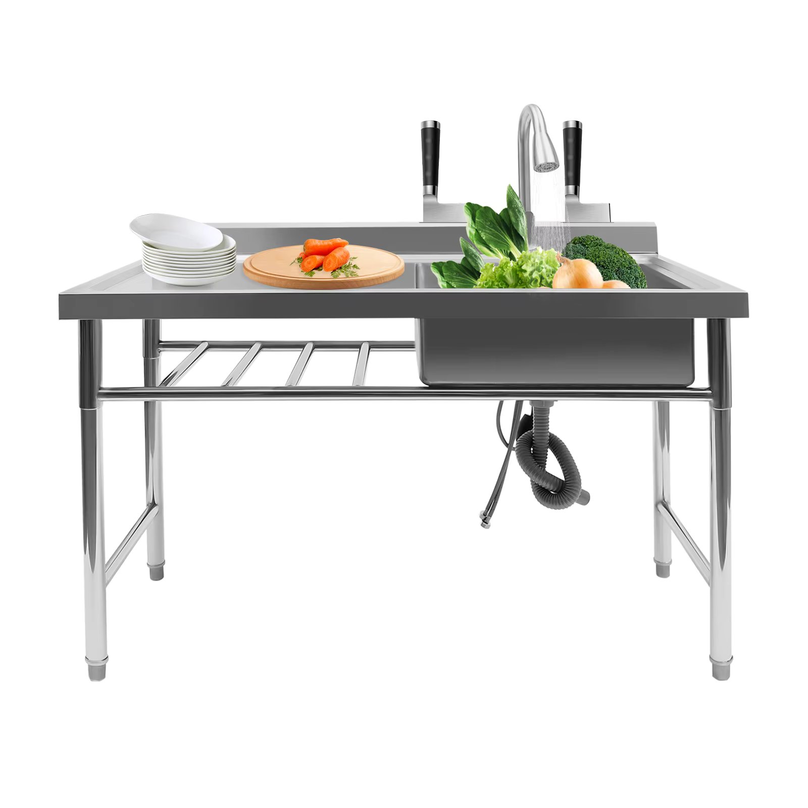 Commercial Utility Prep Sink Kitchen Sink 1 Compartment & Drain Stainless Steel