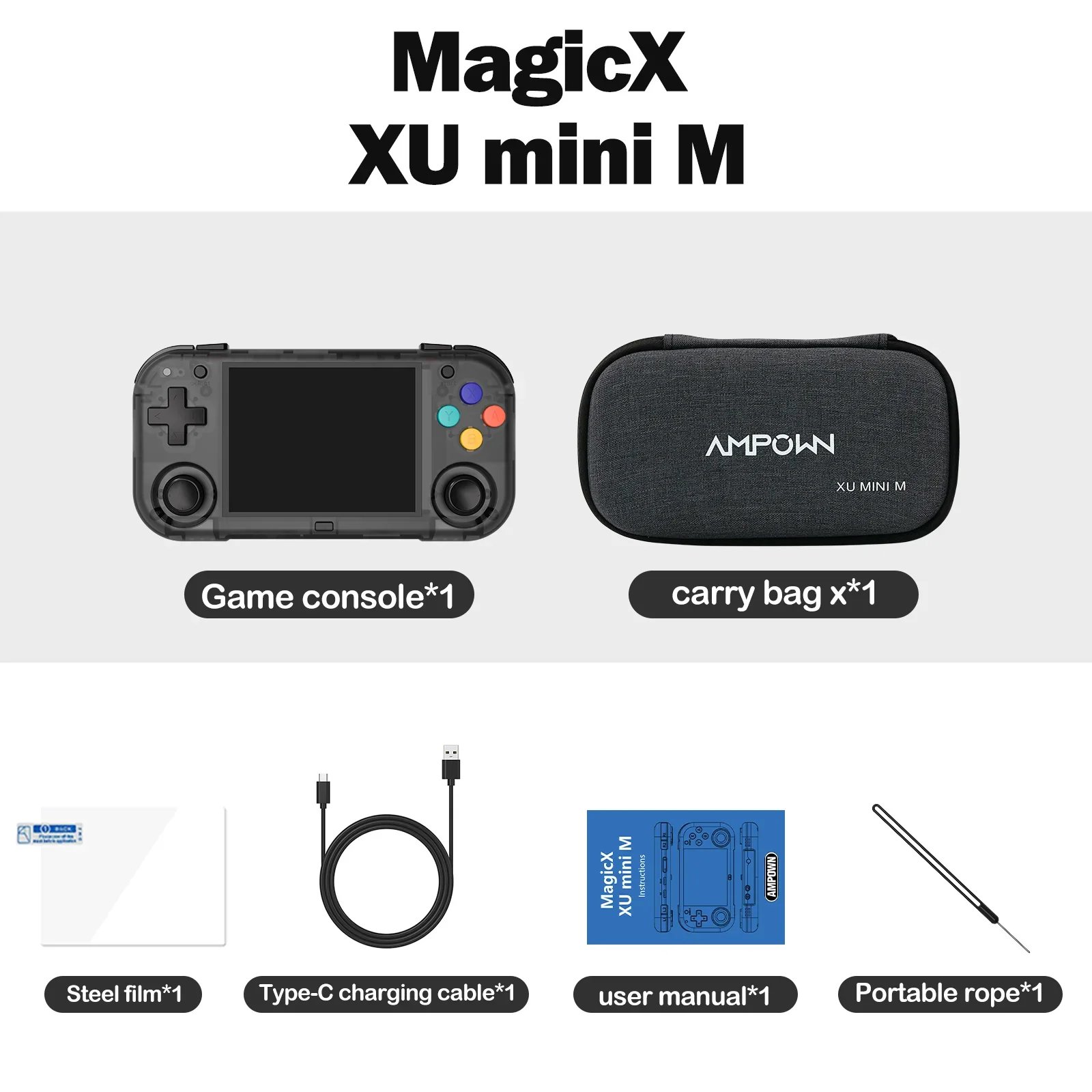AMPOWN XU Mini M Consoles 2.8 Inch IPS Full Viewing Angle Handheld Game Players Portable Retro Video Game Linux System Emulator