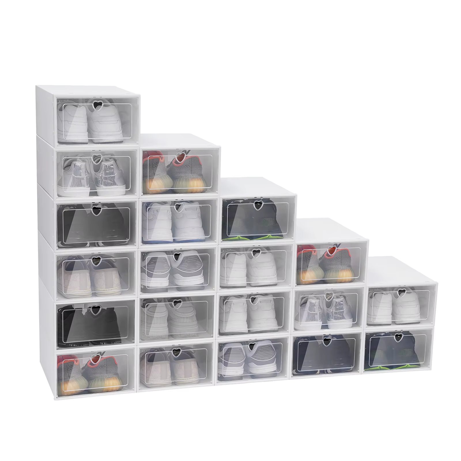 20 PCS High-quality Plastic Shoes Case Thickened Transparent Drawer Case Plastic Shoe Boxes Stackable Box Shoe Organizer Shoebox