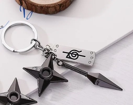 Kunai Shuriken Konoha Ninja Keychain for Bags 2024 Men Anime Trinkets Keyring Accessories Women Jewelry Backpacks