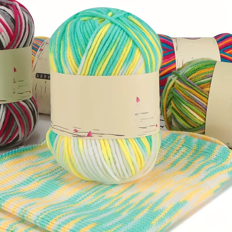 150g segmented dyed gradient colorful yarn, milk cotton, medium coarse hand woven hook, sweater, hat, scarf yarn