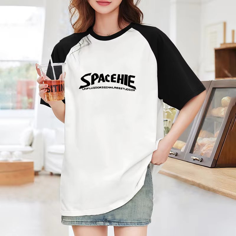Men's and women's academy Nalang Nmyeon 100% SPACEHIE LETORING COVERY OVERFIT HORT HALT T-SHIRT Long T M ~ 2XL self-made TS2870