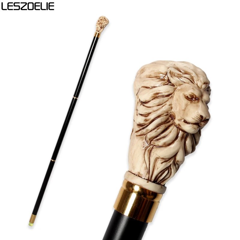 97cm Lion-Head Resin Handle Stick Men German Beech Detachable Wooden Walking Sticks Women Fashionable  Party Decorative Canes