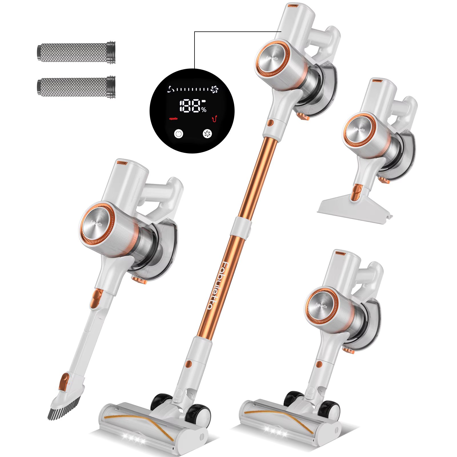 FABULETTA Cordless Vacuum Cleaner, 29Kpa Powerful Suction, 8 in 1 Lightweight Stick Vacuum Cleaner for Pet Hair & Hard Floor