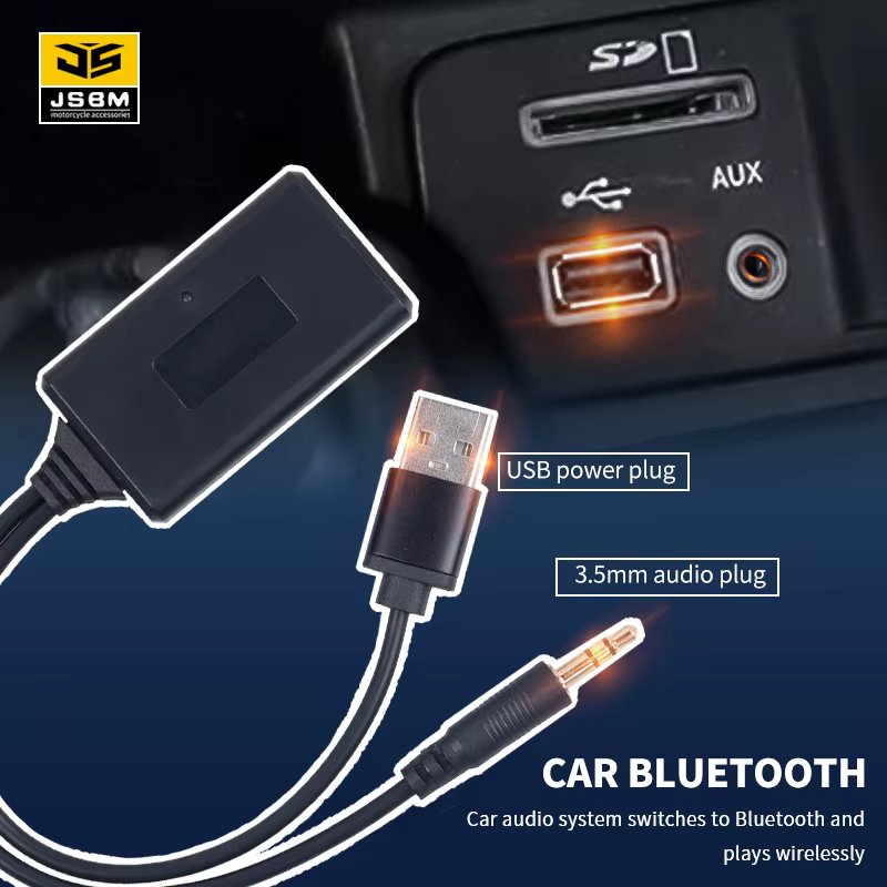 JSBM USB For Car Wireless Bluetooth  3.5MM AUX-in Adapter For BMW Mini Cooper R55, R56, R57 2007-2016 Car Music Aux Audio Cable