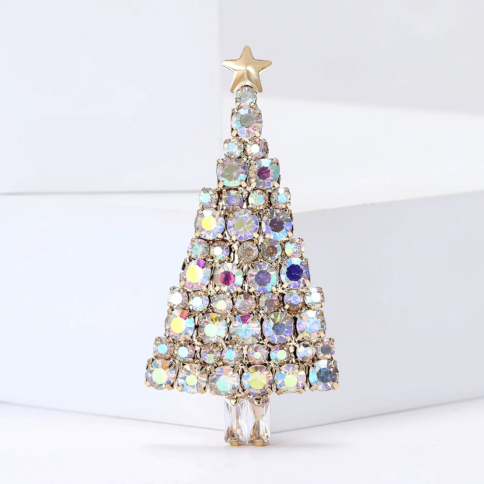 Christma's Rhinestone Christmas Tree Brooch for Women Unisex Star Plant Pins Event Party Backpack Decoration Clothes Accessories