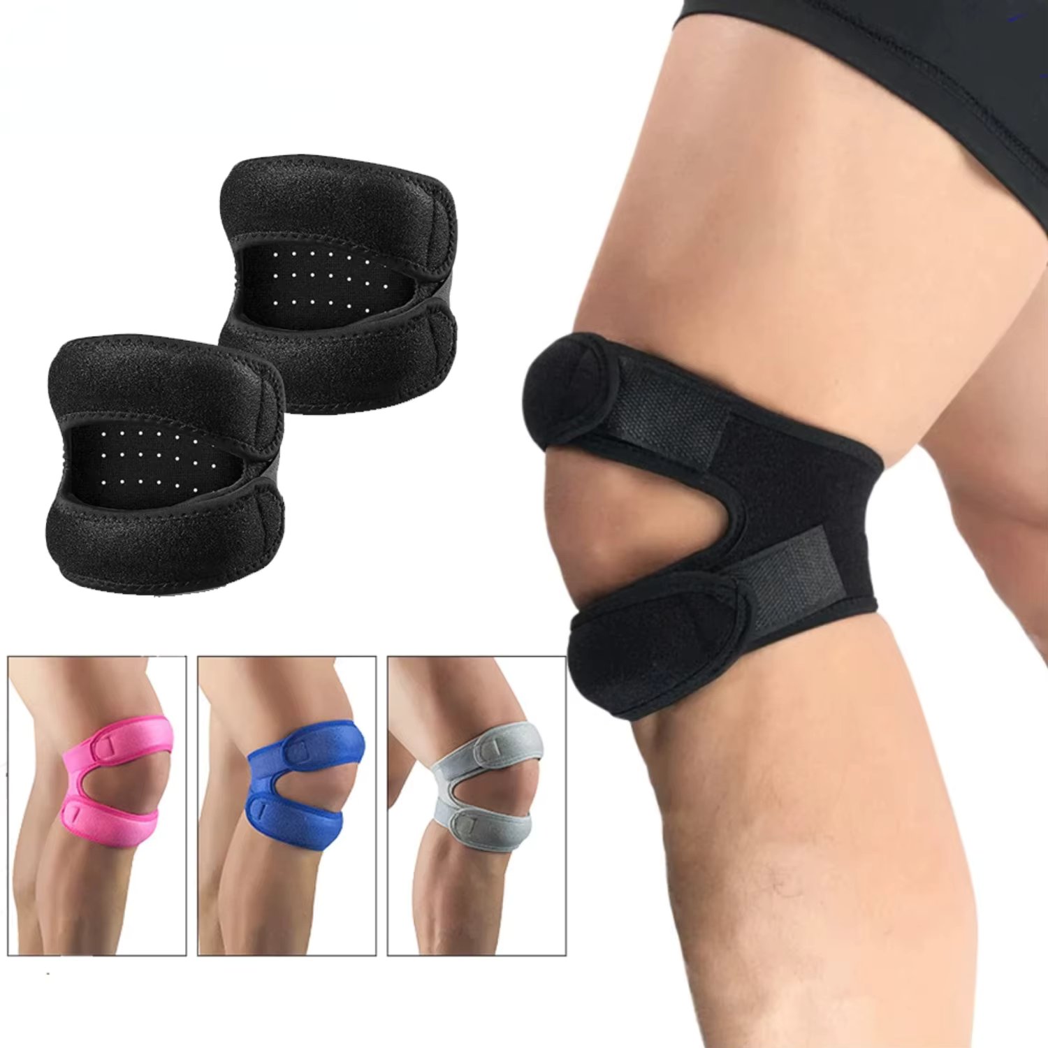 1PC Sports Knee Support Double Patella Belt Elastic Bandage Sport  Knee Pads Protector Band soccer basketball Open Knee Brace
