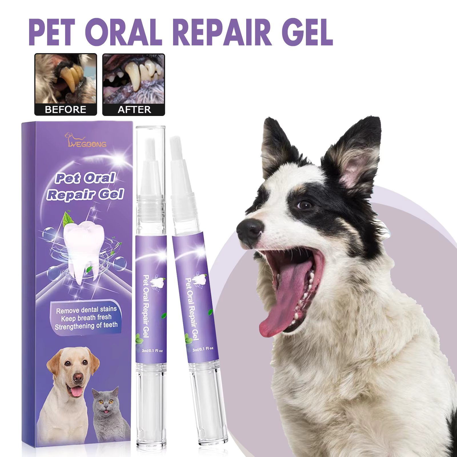Pet Oral Repair Gel Deep Cleaning Dog Cat Teeth Stain Whitening Teeth Tartar Removing Bad Breath Oral Cleaning Care