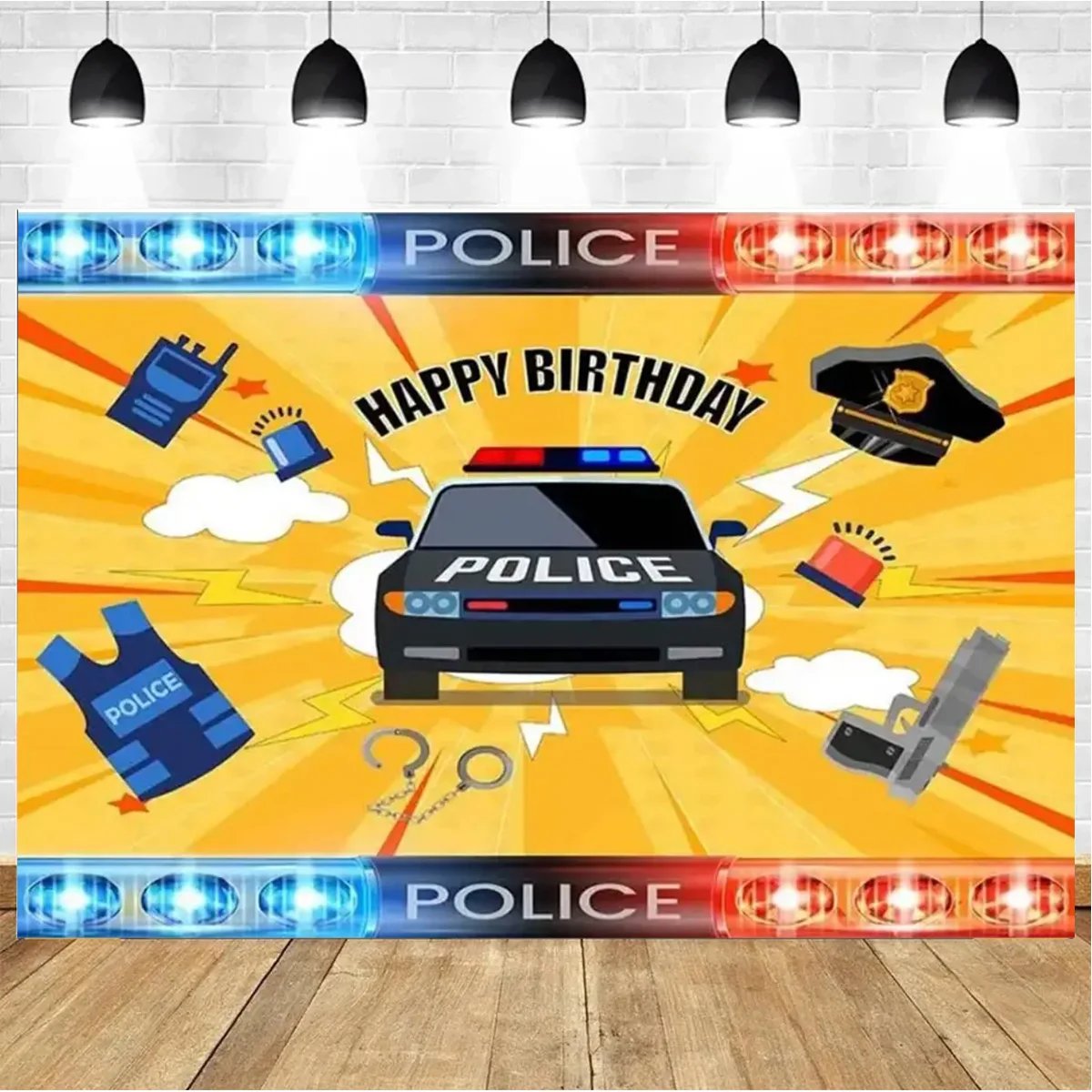 Police Themed Baby ShoweR Children's Birthday Party Backdrop Personalized Vinyl Policema Background Supplies Photo Studio props