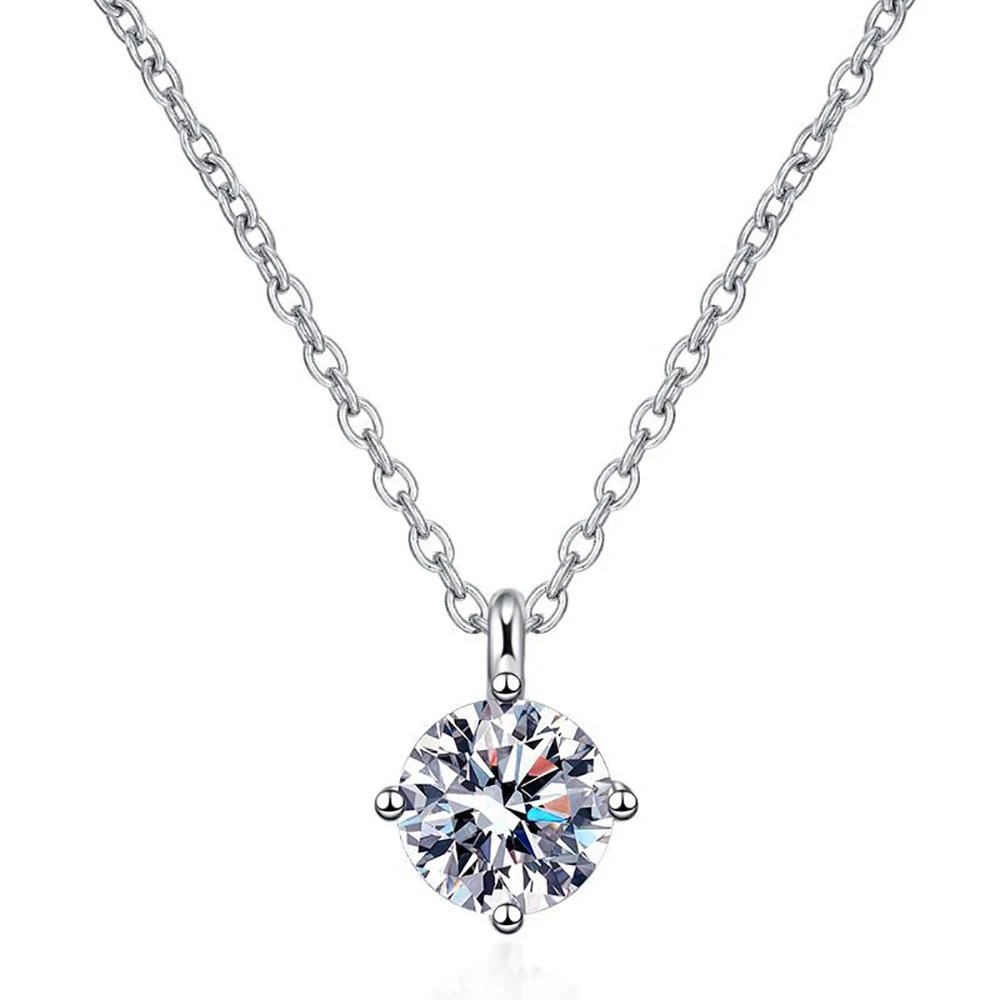 Serenity Four Claw 2ct D Color Moissanite Pendant Necklace For Women Gift S925 Sterling Silver Sparkling Neck Chain Plated Pt950