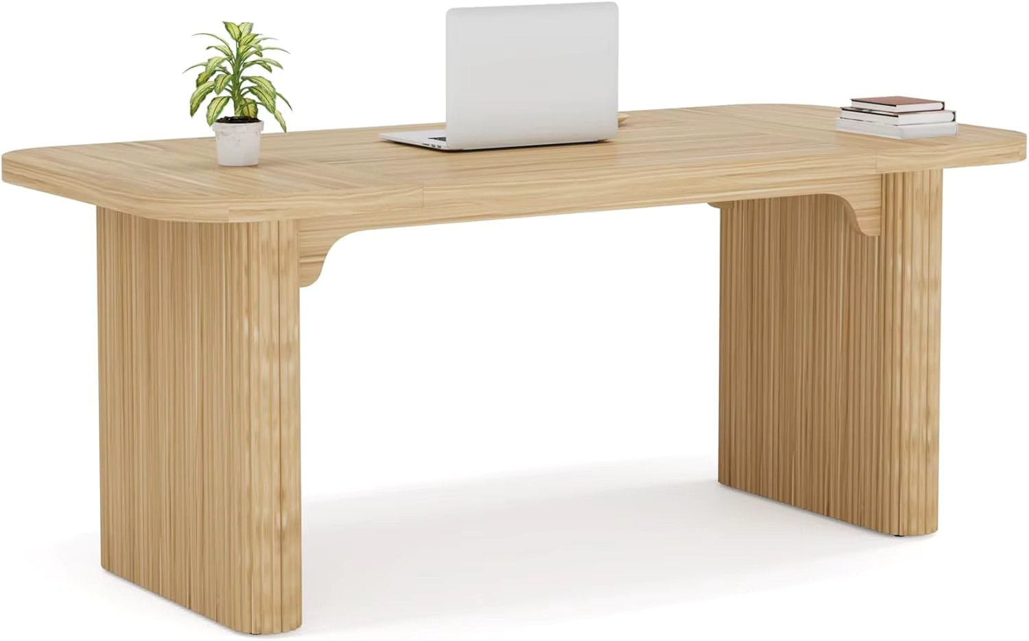 Little Tree 62-Inch Home Office Computer Desk, Large Writing Desk With Textured Double Base, 5 Ft Conference Meeting Seminar