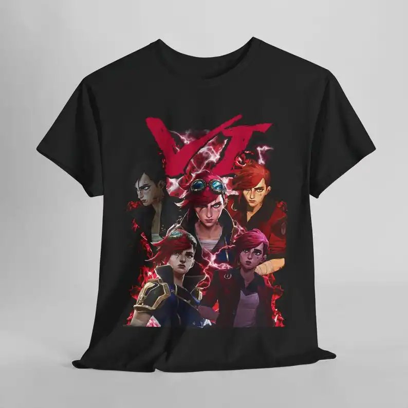 Vi Arcane T-Shirt Unisex Vintage Streetwear Shirt Anime Apparel fanmerch Merchandise Fan gift