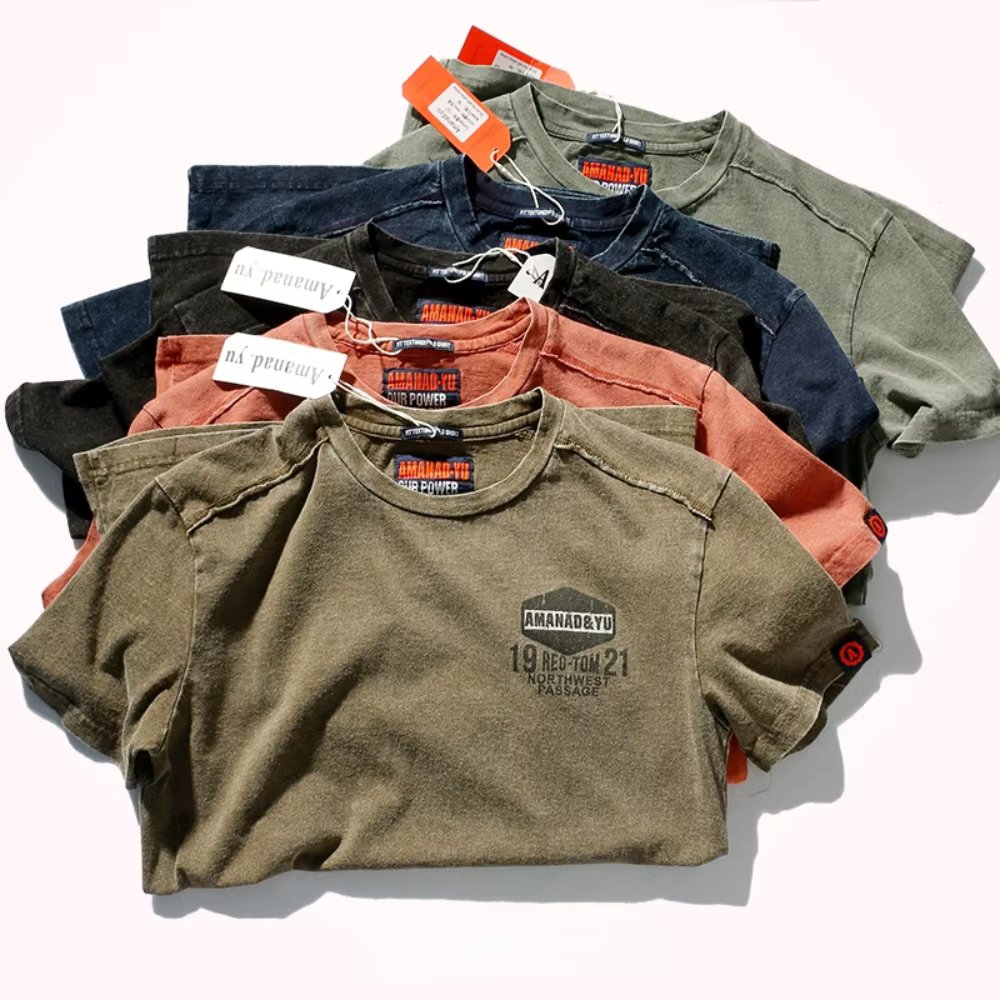 Summer New Short-Sleeved T-shirt Men 's Fashionable Mid-Length round Neck Pure Cotton Tops