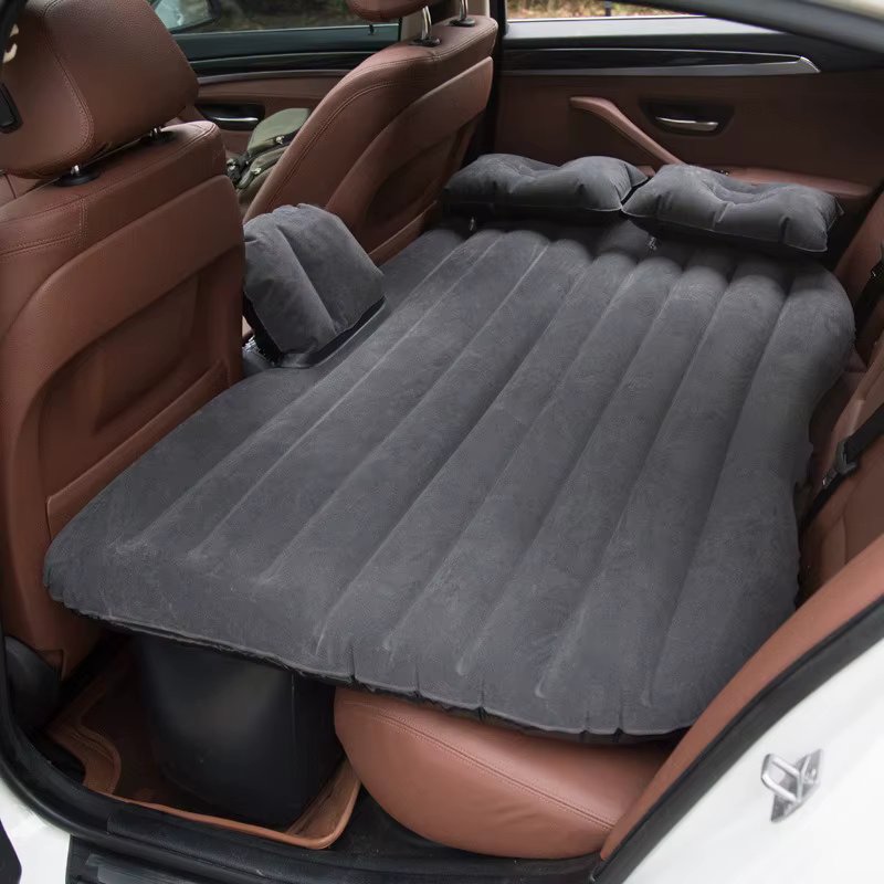 Ultra-soft Flocking Environmental Fabric Car Inflatable Bed Air Cushion Bed Portable Car Travel Bed For Most Small Car