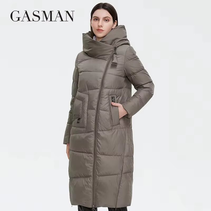 GASMAN 2022 New Winter Down Jacket Women Long Thick Coat Hooded Puffer Warm Female Brand Cotton Clothes Elegant Retro Parka 8197