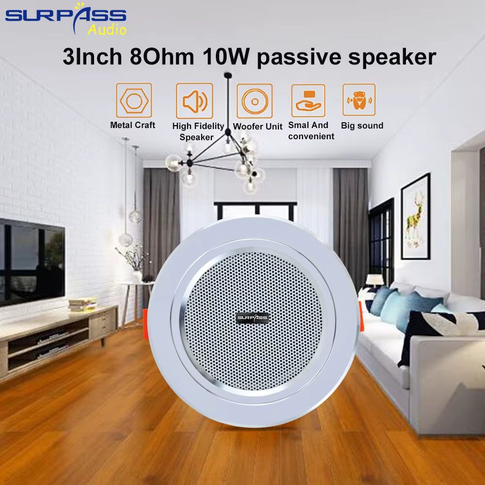3-Inch 8-Ohm 10W Bathroom Ceiling Speakers Passive Speaker Moisture-Proof Aluminum Sound Quality Background Music Audio System