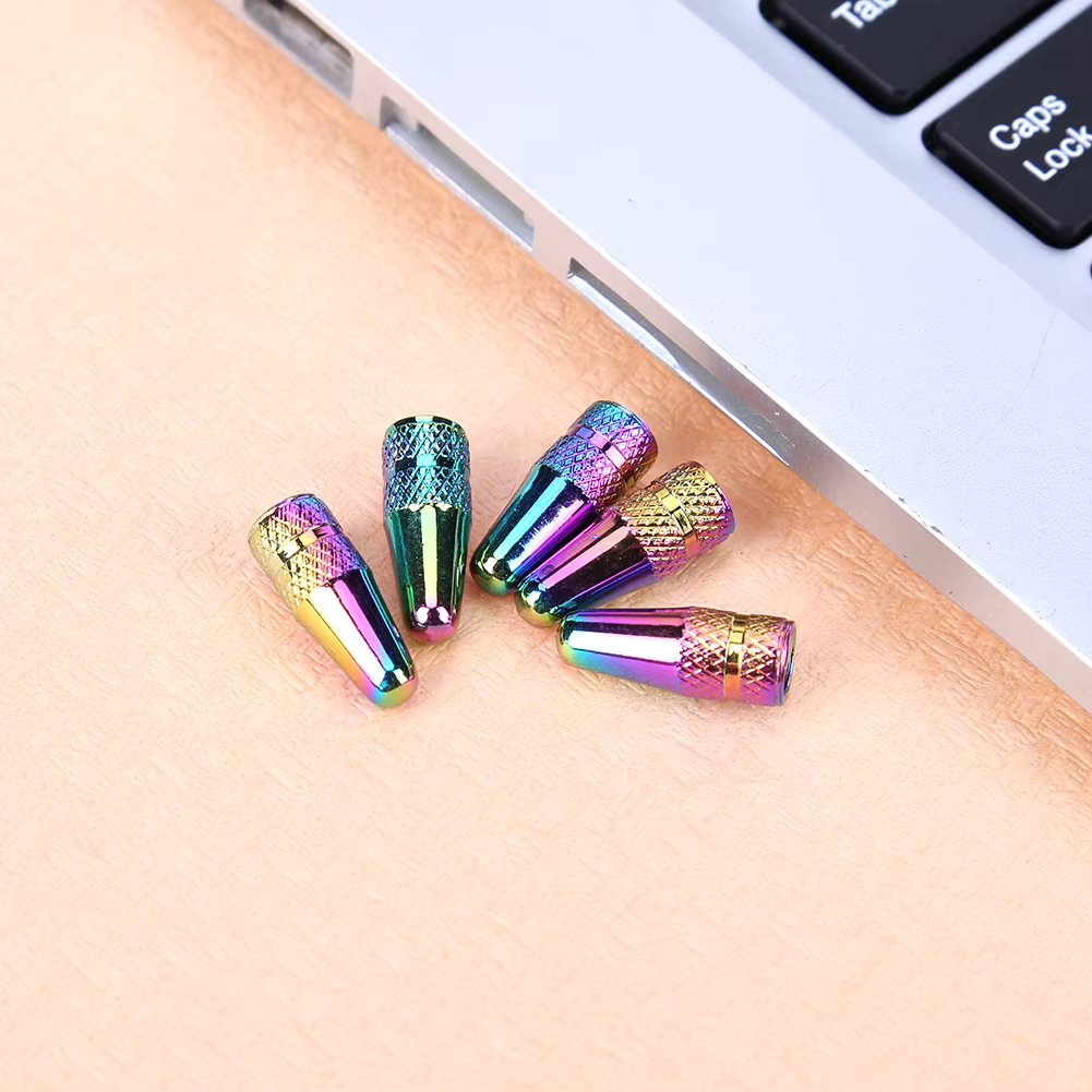 5pcs Rainbow Color Bicycle Aluminum High Pressure Cap for Presta Valves Aluminum Alloy French Valve Cap Special Valve Cap Mouth