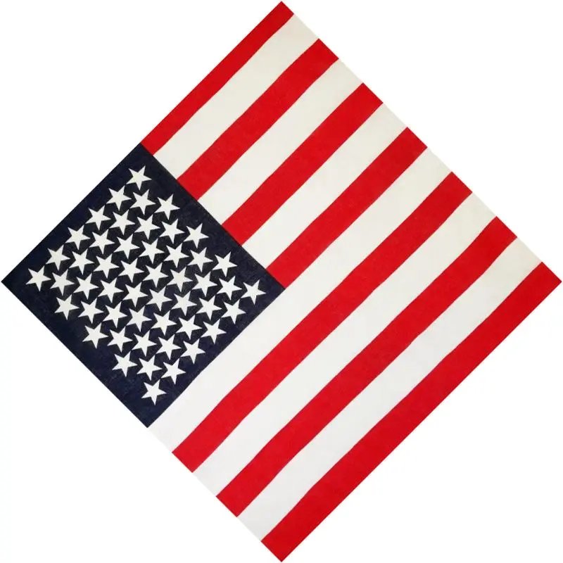 50x50CM Unisex Cotton Sport Pocket Square Scarf American Flag Stripes Star Print Headband Bandana Hip-Hop Wristband Hair Wrap
