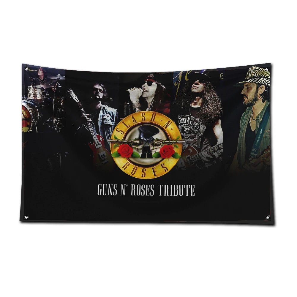 3x5 Ft G-Guns And Roses Rock Band Flag Polyester Digital Printing Banner for Garage Wall Art Out Door Decoration With Grommets