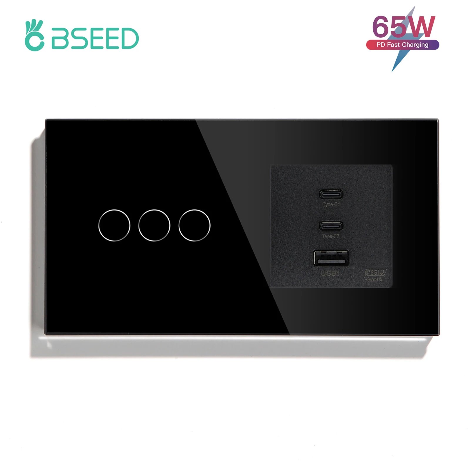 3Gang and 65W Black
