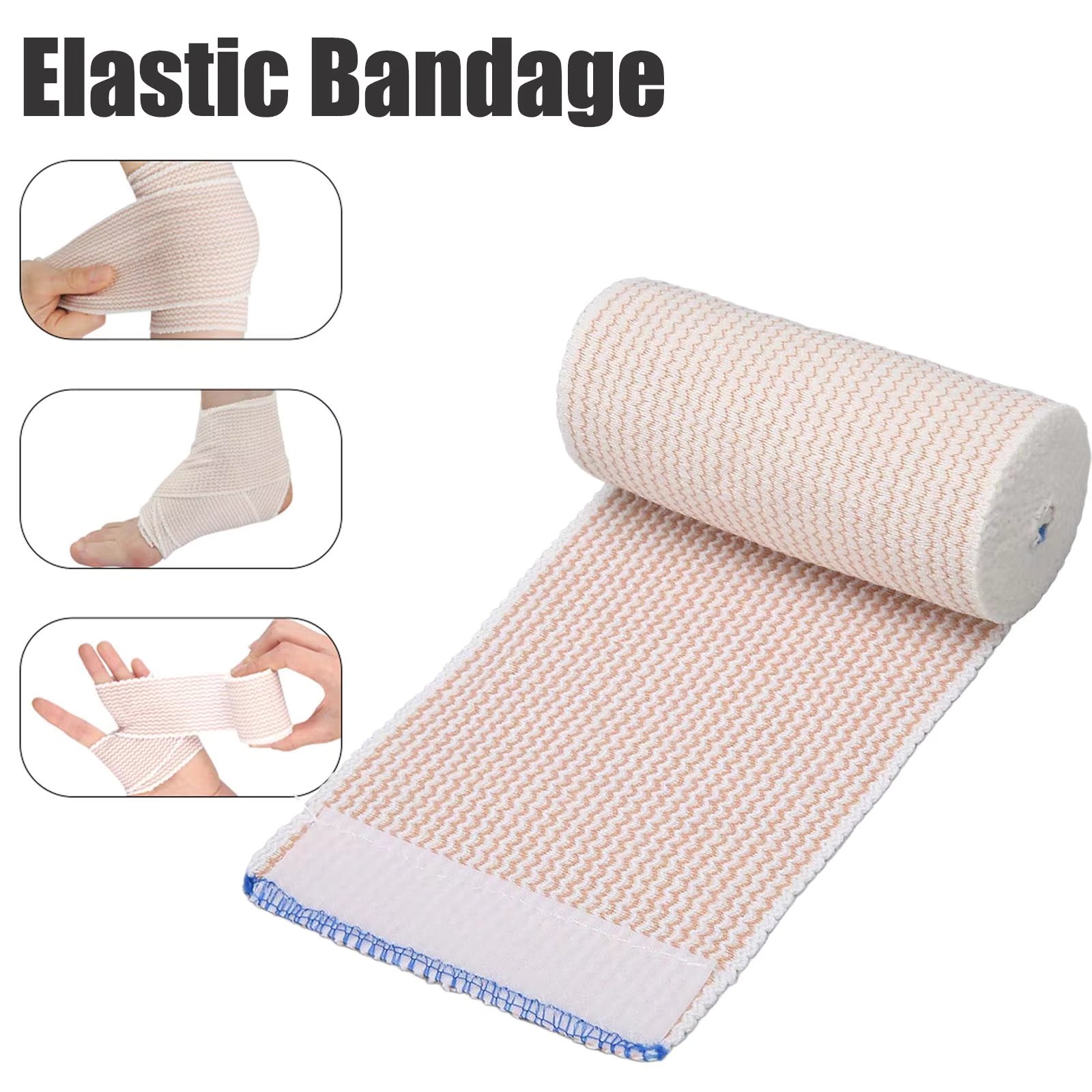 Premium Elastic Bandage Wrap Cotton Latex Free Compression Bandage Wrap with Self-Closure Support First Aid for Wrist Ankle Foot