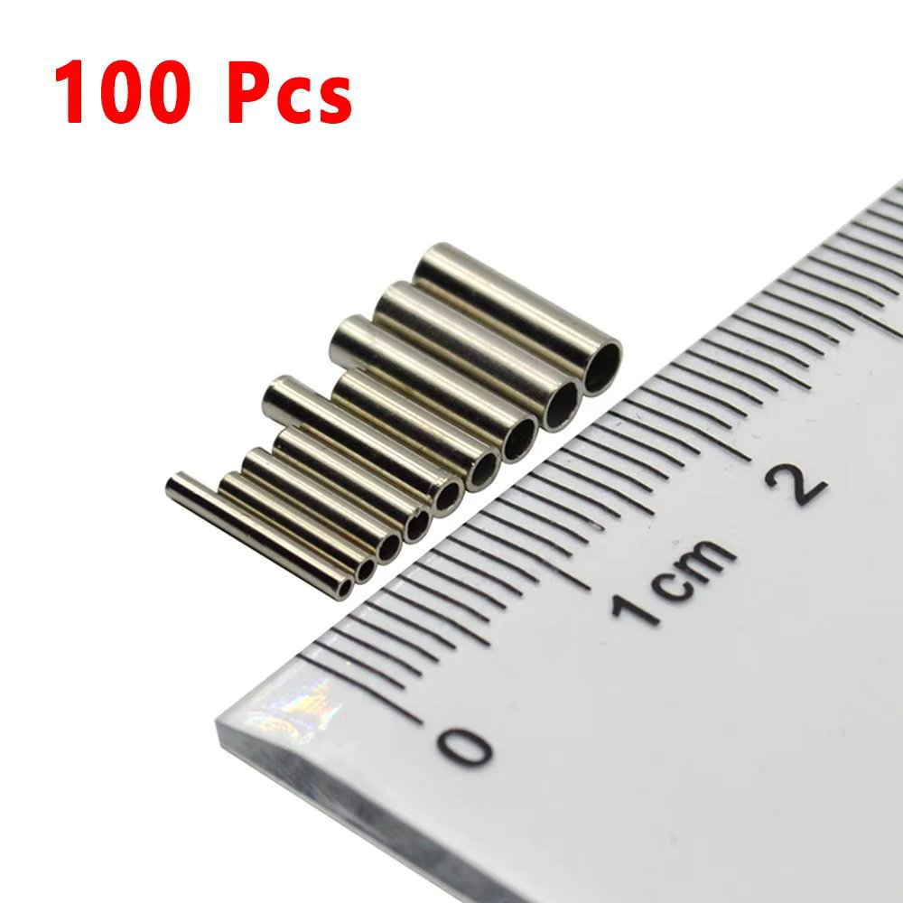 100pcs/Lot Round Copper Fishing Line Aluminum Crimp Sleeve Copper Tube 1.0mm-2.8mm Sea Fishing Accessories Line Tube Connector
