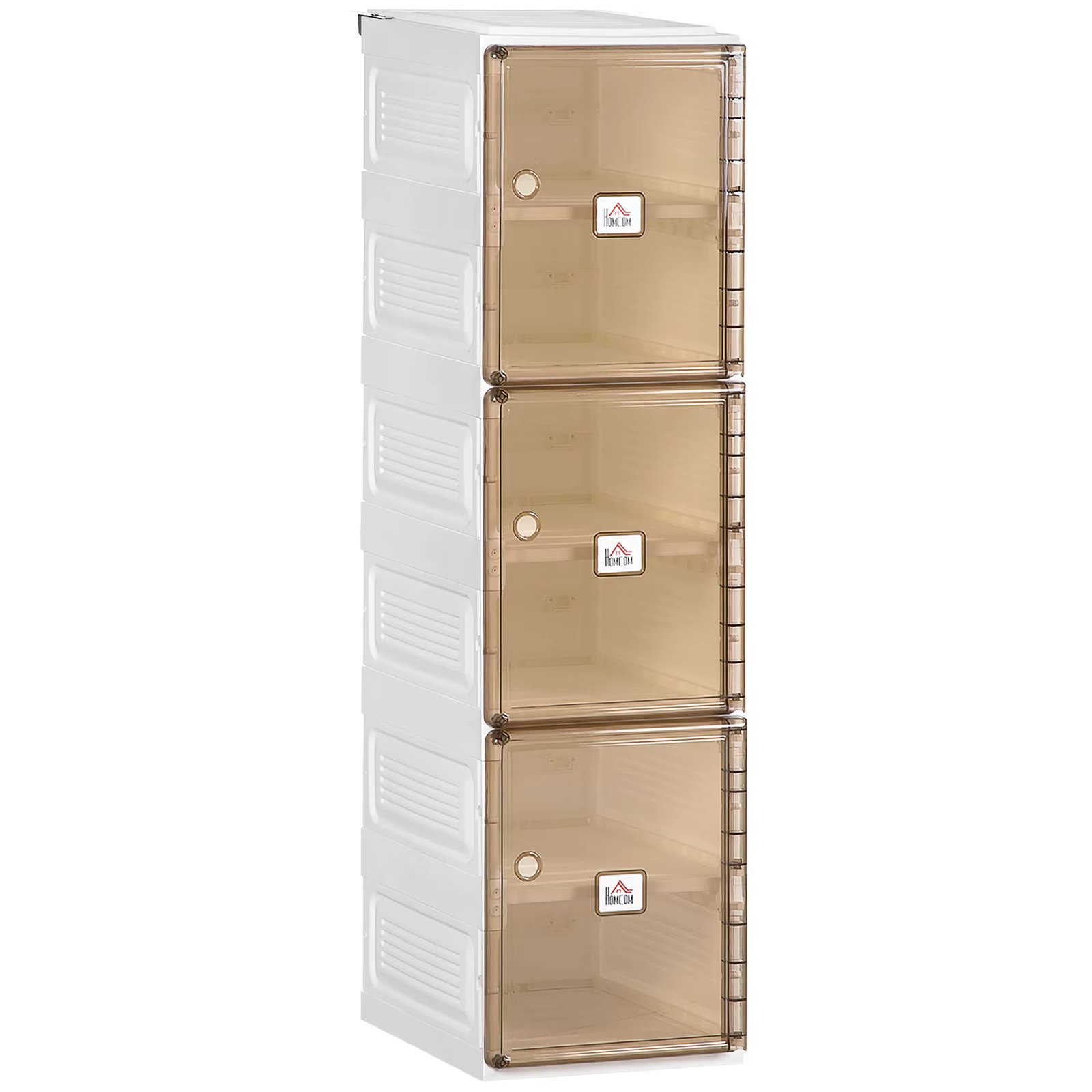 HOMCOM Shoe Cabinet Folding Shoe Organizer with 3 Magnetic Doors 6 Shelves for 6 Pairs for Entrance Aisle Bedroom 27x34x100 cm White and Brown
