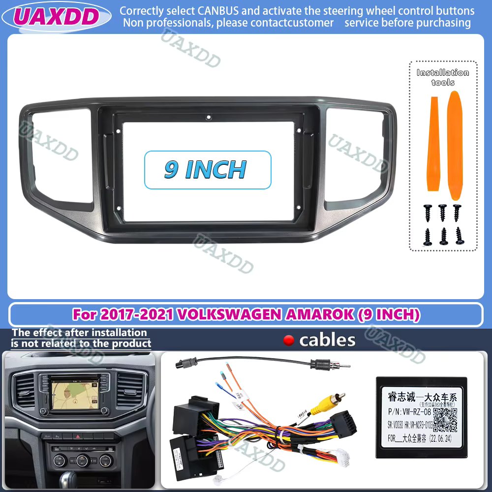 9inch 2 din Car Radio Frame For 2017-2021 VW Volkswagen Amarok Stereo Panel Dashboard Installation Trim GPS DVD Accessory Fascia