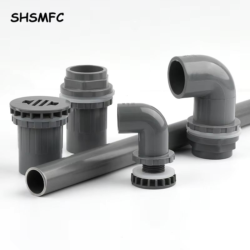 20~50mm Grey PVC Pipe 90° Elbow Direct Connectors Thicken Aquarium Overflow Joints Garden Irrigation Inlet Outlet Drain Fitting