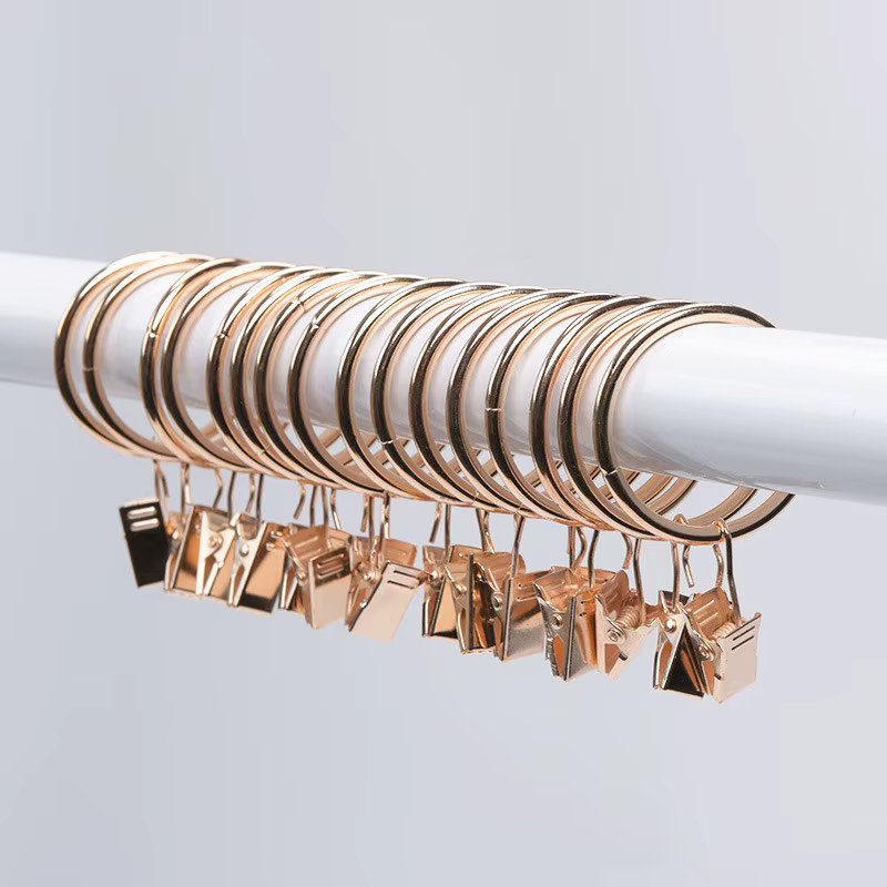 10Pcs/set Home Decoration Rod Clips Window Shower Clamps Bath Metal curtain Ring Hook Retro Clothespin Pole Buckle Accessories