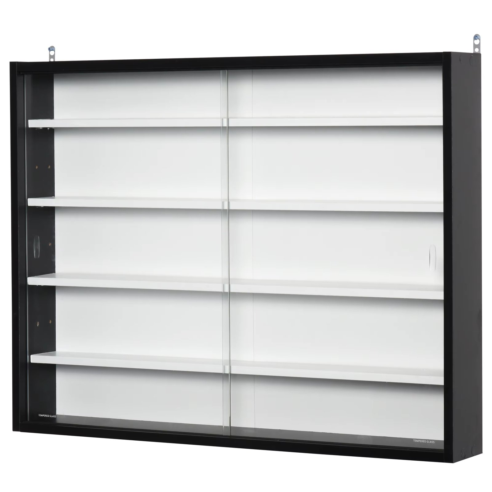 HOMCOM 2 sliding doors adjustable shelves wall display cabinet for collections Perfumes decoration 80x9,5x60 cm black