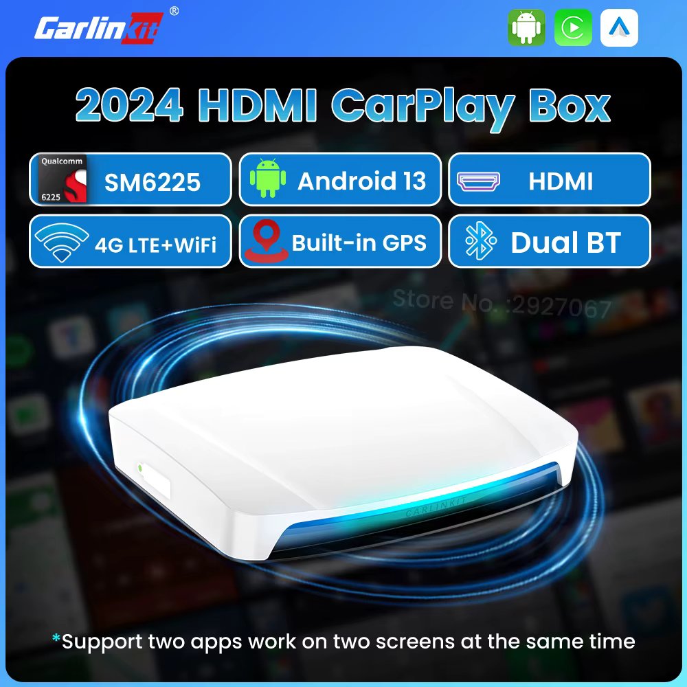 SM6225 CarlinKit CarPlay Ai Android 13 TV Box with HDMI Output Wireless Car Play Android Auto Video Streaming Box for OEM Car