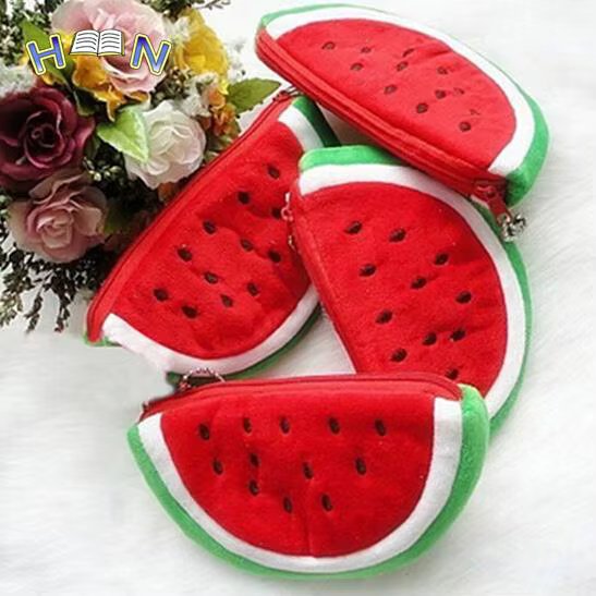 Cute Large Capacity Pencil Bag Plush Watermelon Stationery Storage Bags School Supplies 14.5*8.5cm