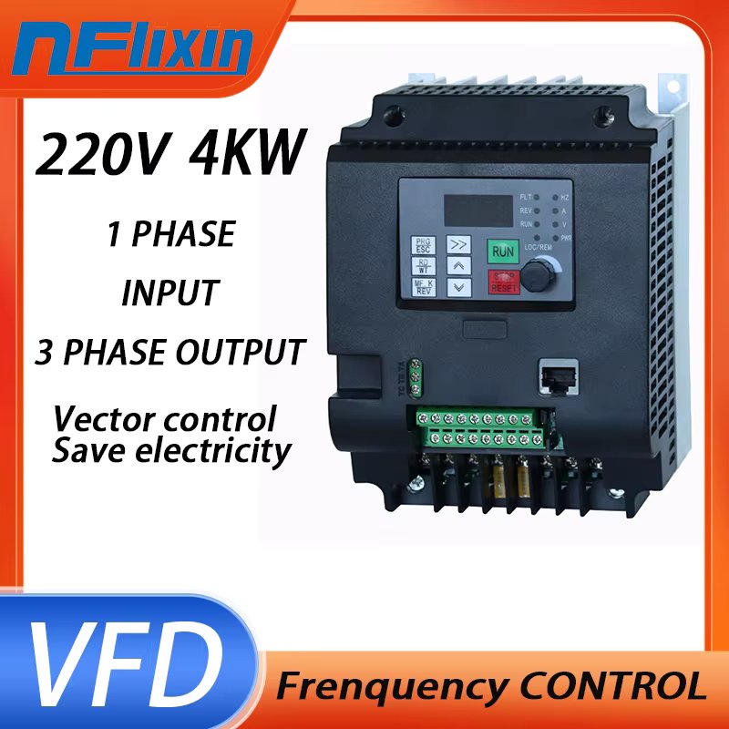 VFD 1.5kw 2.2KW 4kw 5.5kw 7.5kw  inverter  Frequency Inverter 1 phase 220V input to 3 phase 220 V output