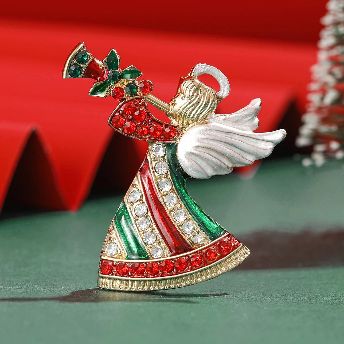 Christmas Rhinestone Angel Brooches for Women Unisex Enamel Character Pins Event Party Backpack Decoration Clothes Accessories