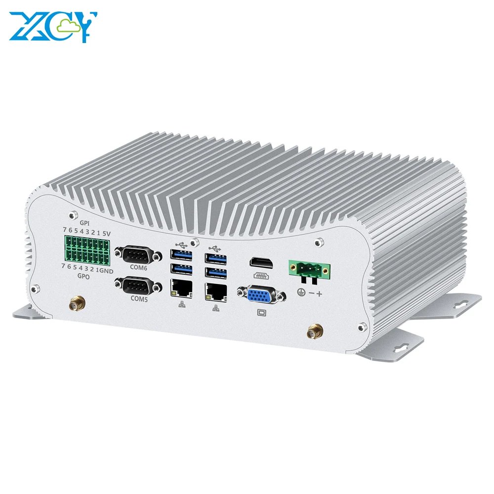 Fanless Industrial PC Intel Core i7 10610U 6x RS232 RS422 RS485 2x LAN PS/2 GPIO 6xUSB WiFi 4G LTE Windows Linux 9V-36V Input