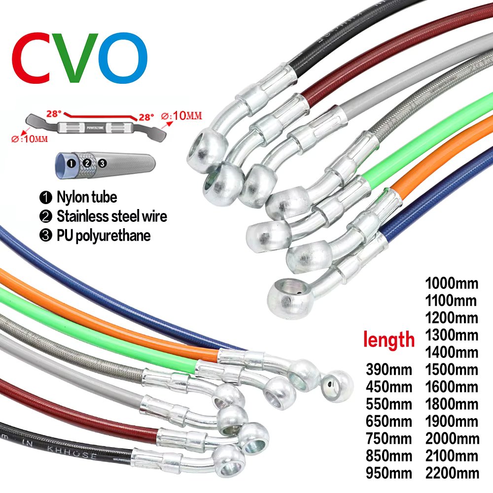 Motorcycle Dirt Bike Braided Brake Hose Line Steel Brake cable Hydraulic Banjo pipe 400mm-2200mm for motorcycle Universal Racing