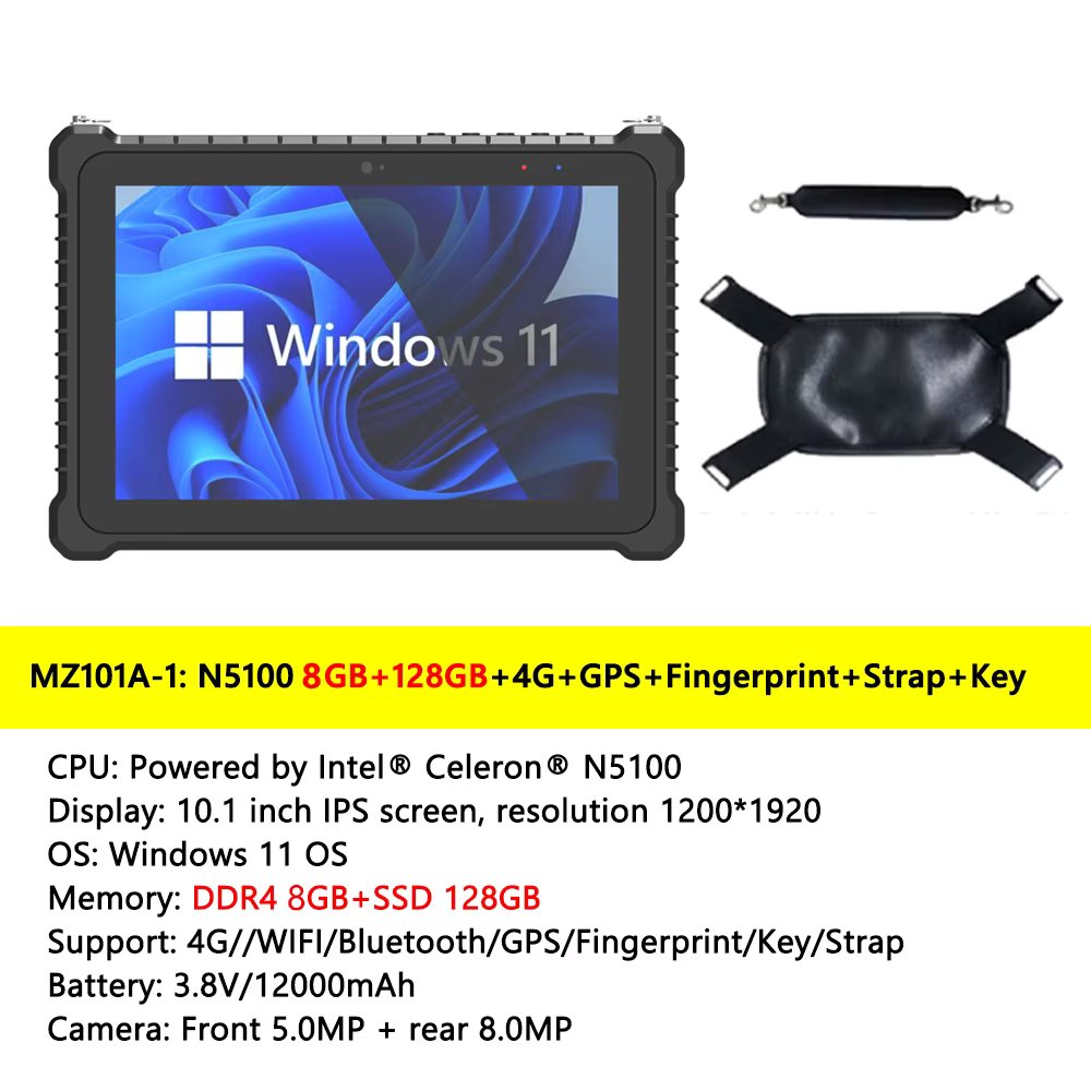 i5/i7 Rugged Windows11 Tablet PC 16GB RAM 256GB IP67 Industrial Computer NFC Intel N5100 10.1" HDMI 4G WiFi RS232 2D Scanner