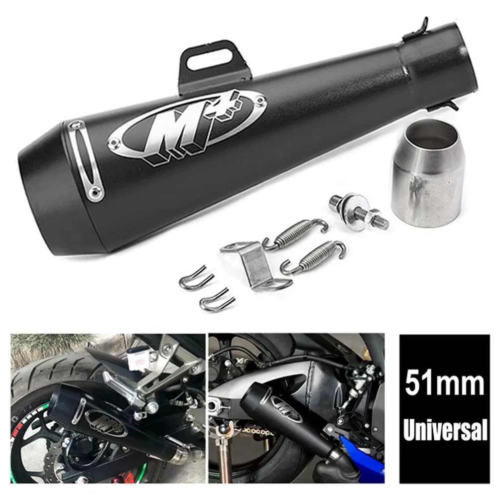 Universal Black Motorcycle Exhaust Muffler Pipe DB Killer Slip On M4 Exhaust For GSXR 750 38-51mm Easy To Install NEW