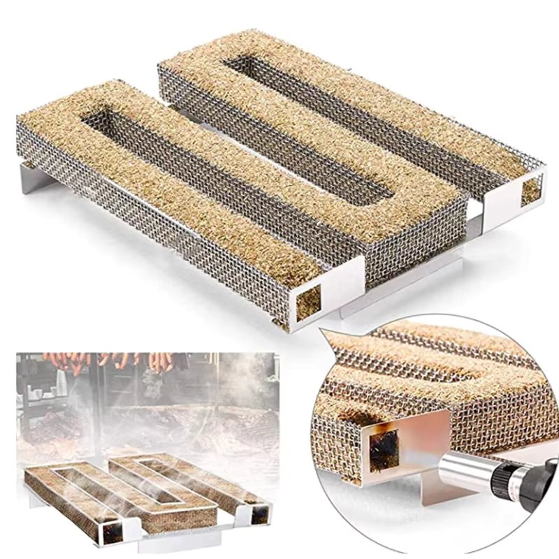 Hot Cold Smoke Generator for BBQ Grill or Smoker Wood Dust Hot and Cold Smoking Salmon Meat Burn Cooking Stainless Bbq Tools