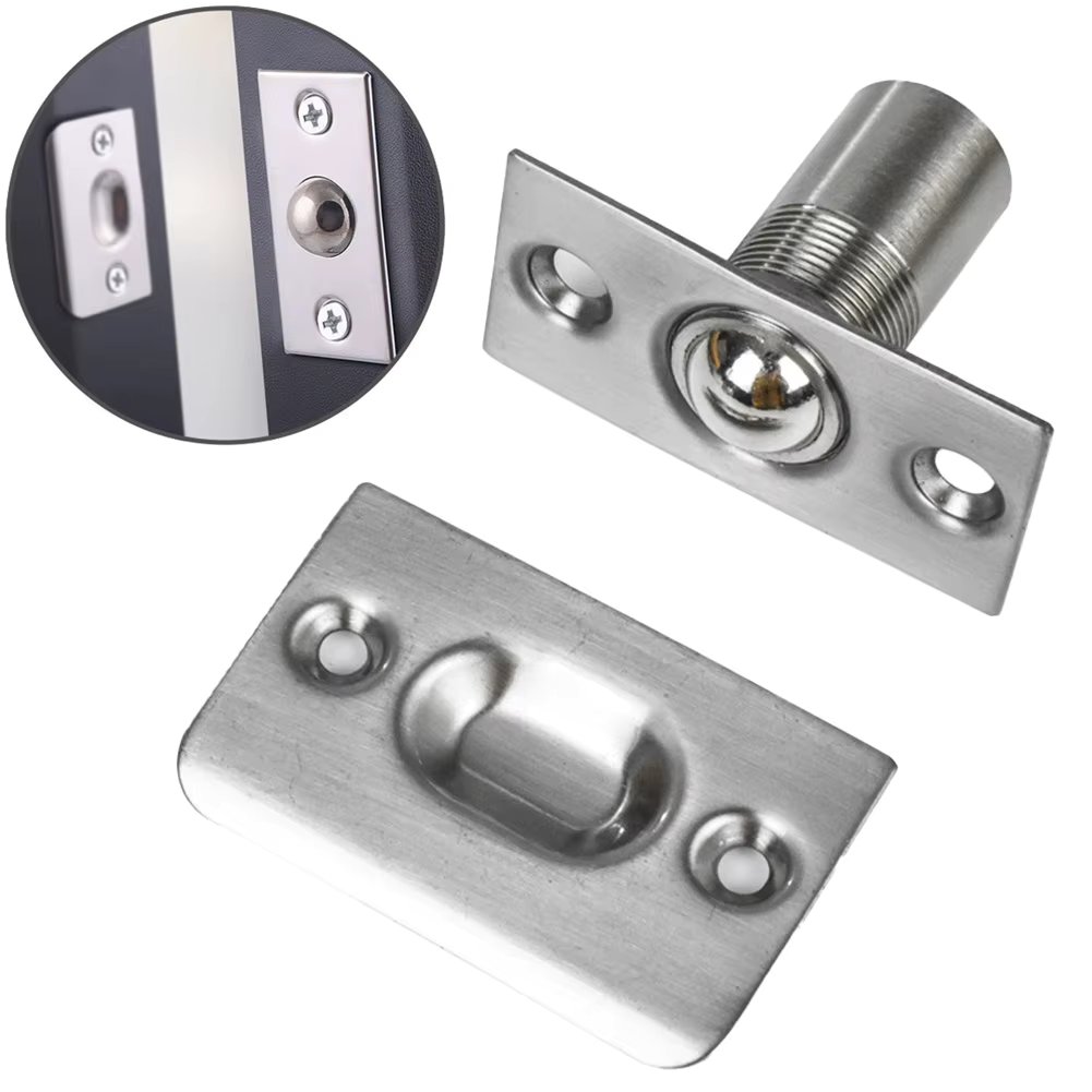 Adjustable Roller Ball Door Spring Catch Lock Stainless Steel Internal Latch Set Cabinet Gate Door Latch +Screws Hardware