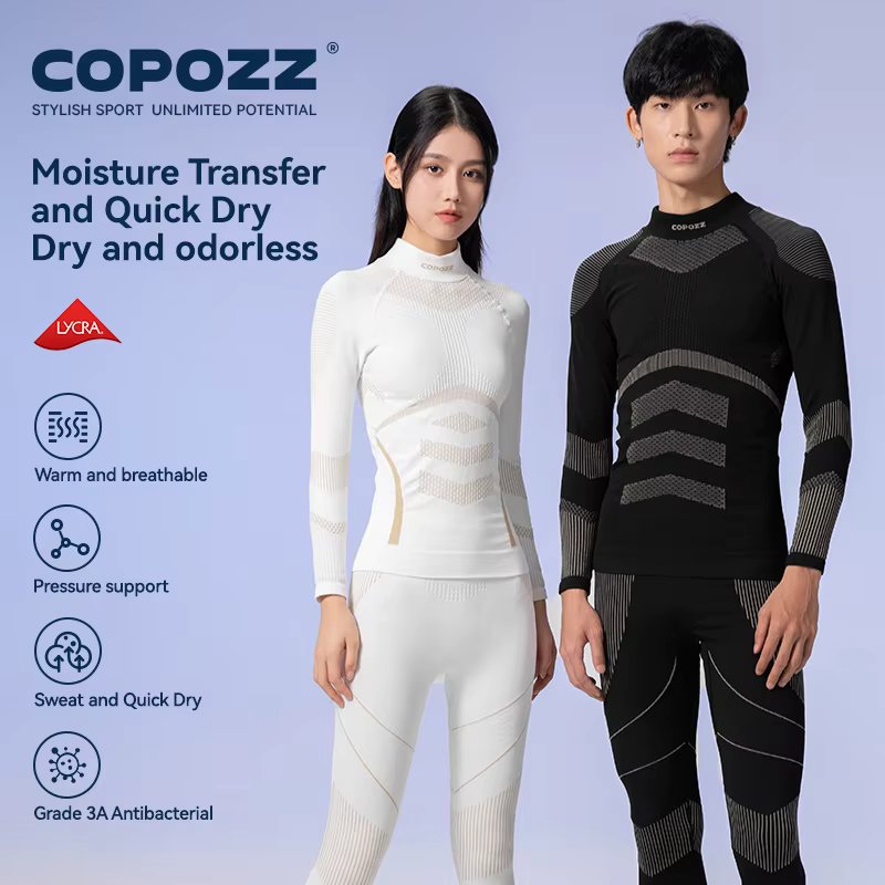 COPOZZ New Upgrade Winter Ski Thermal Underwear Sets Men Women Lycra Fabric Quick Dry Tracksuit Ski Thermo Underwear Long Johns