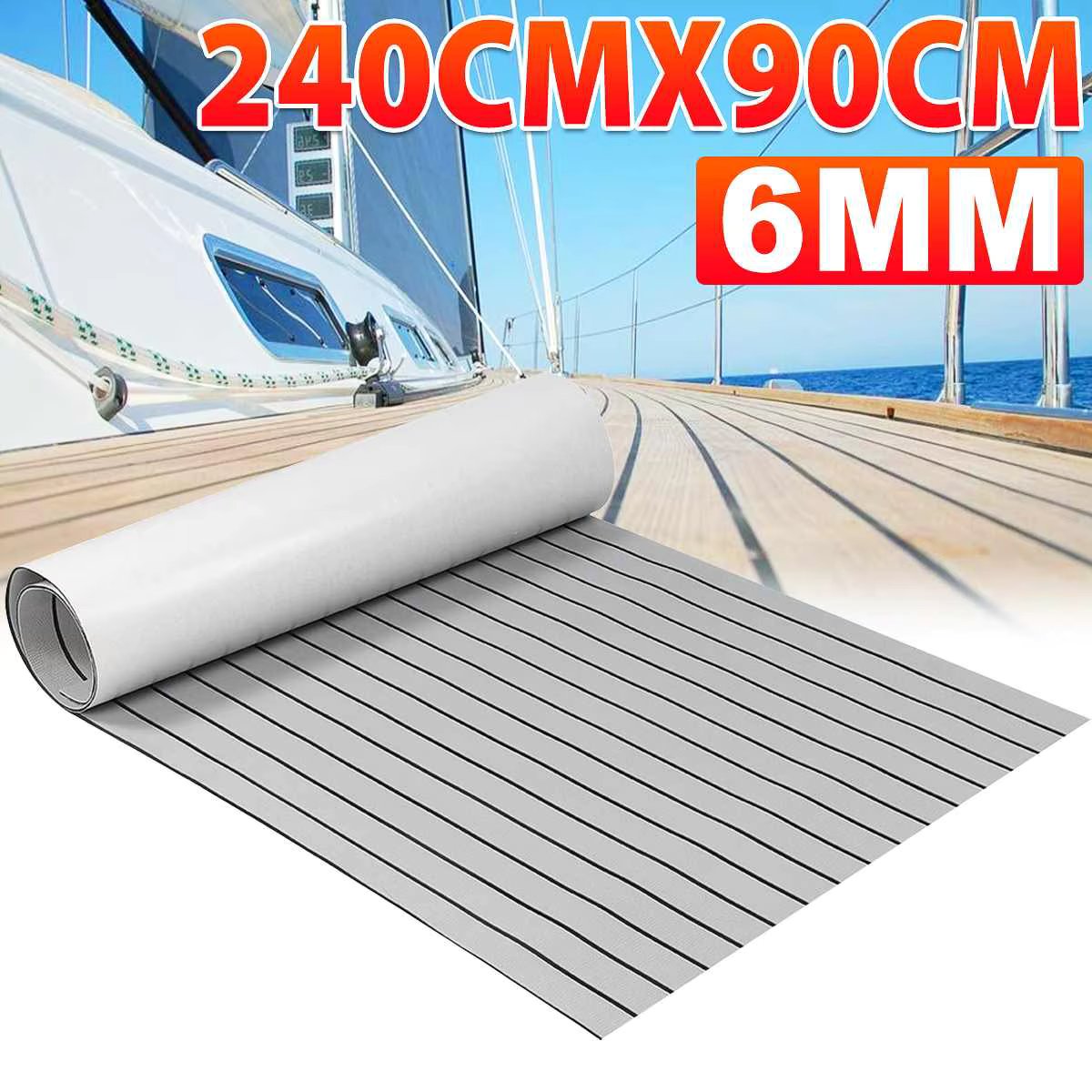 2400x900x6mm EVA Foam Teak Deck Sheet Self Adhesive Marine Boat Flooring Faux Teak Decking Sheet Car Carpet Floor Mat Gray