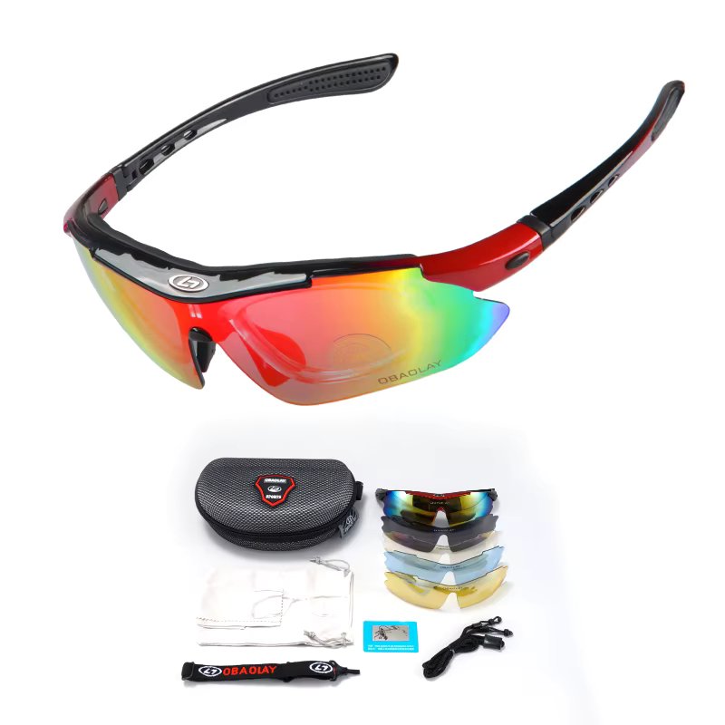 Latest Lady Cycling Sports Glasses 5 Pcs Replaceable HD Lenses Running Fishing Golf  Outdoor Polarized bicycle Goggle UV400