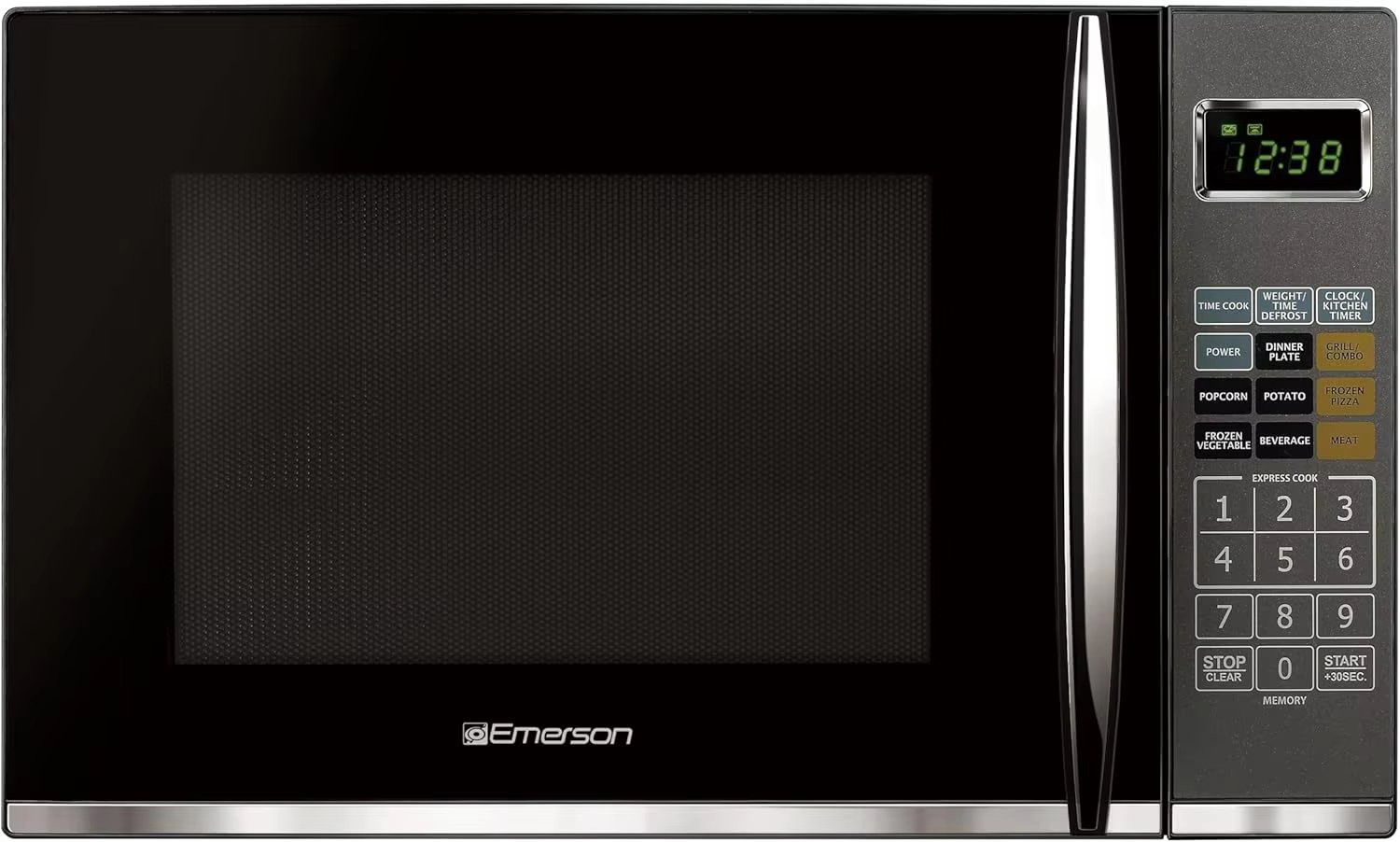 Emerson MWG9115SB-N Microwave Oven with Griller, Timer & LED Display 1100W, 11 Power Levels, 9 Pre-Programmed Settings, Rem