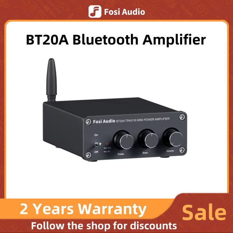 Fosi Audio BT20A Bluetooth TPA3116D2 Sound Power Amplifier 100W Mini HiFi Stereo Class D Amp Bass Treble For Home Theater