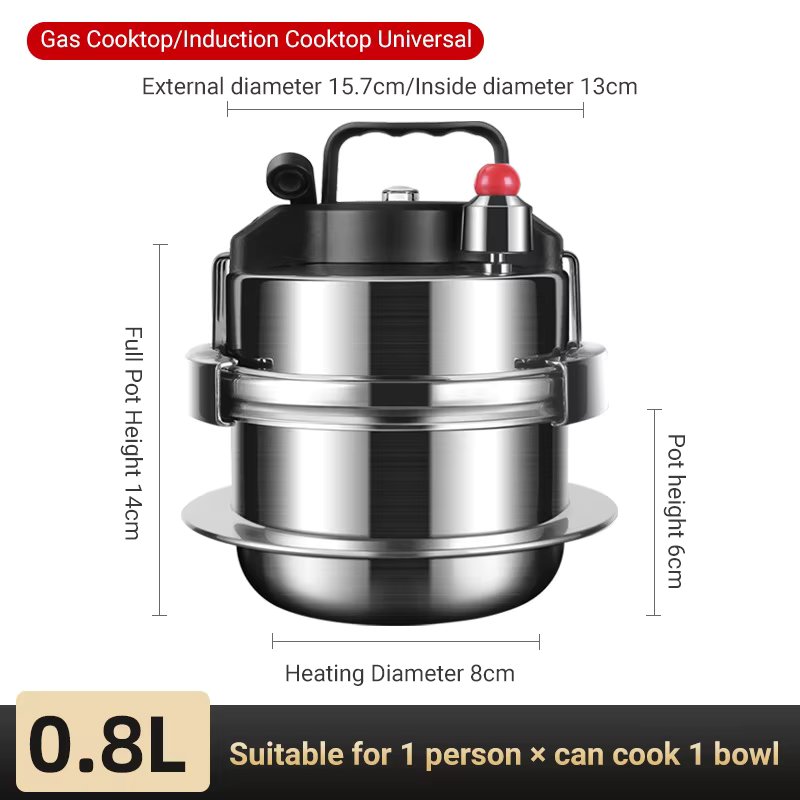 Upgrade Non stick Pressure Pot Small Outdoor Camping 0.8L-1.6L Home Gas Induction Cooker Pressure Pot Cooking 5 Bowls of Rice
