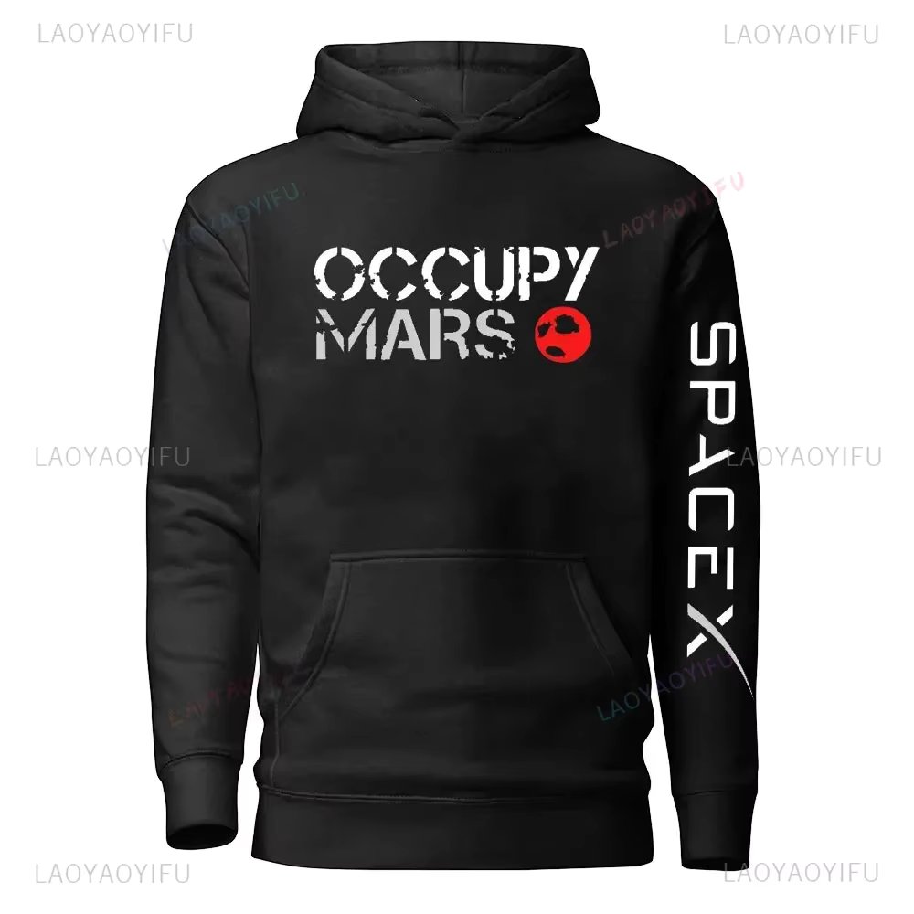 Occupy Mars Space X Black Unisex Crewneck Sweater or Hooded Men Sweatshirt Adult or Youth Comfortable Sweatshirt Space Gift