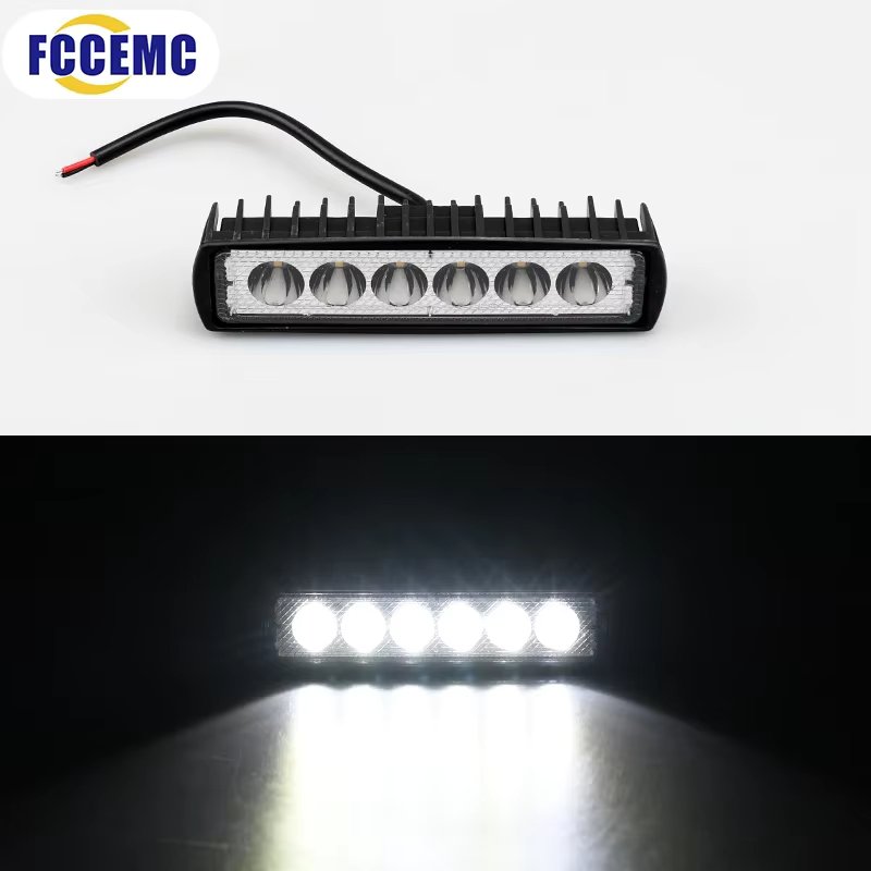 18w 6 LED Motocycle Work Light High Bright Spotlight Offroad Automobile Truck Driving Fog Headlights DRL Driving Lamp 12V