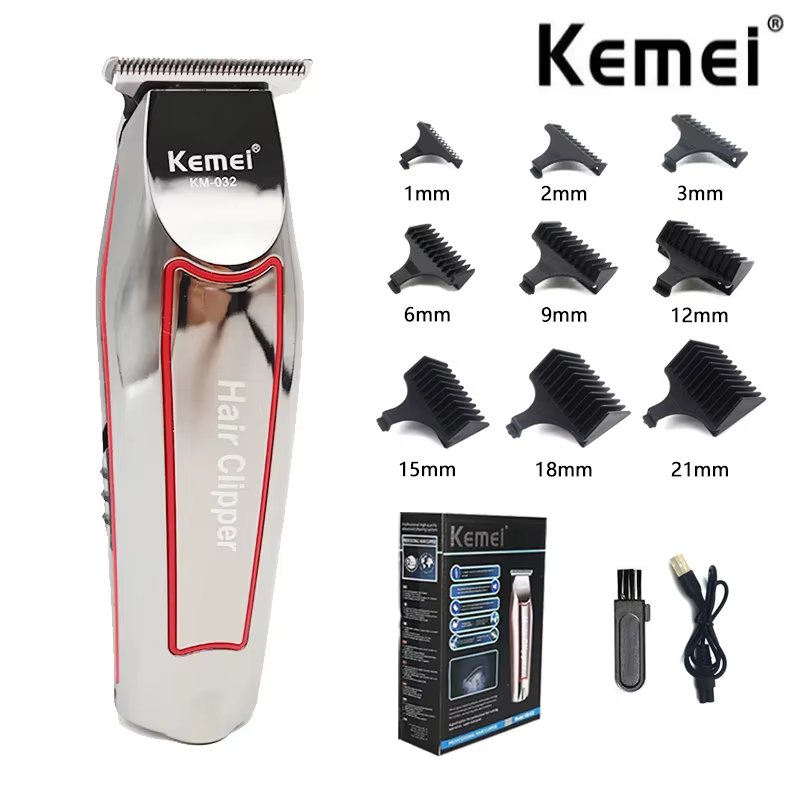 Kemei KM-032 Professional Hair Cutting Machine Grooming Trimmer for Men Finishing Haircut Cordless Clipper Electric Shaver Beard